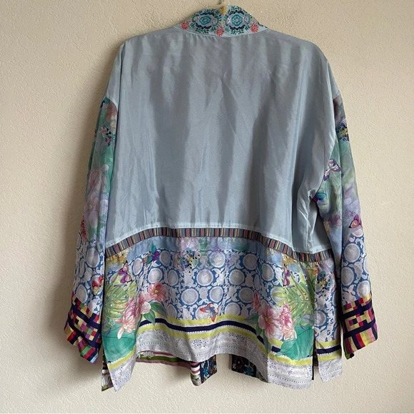 Johnny Was Tied Front Floral Teagan Reversible Silk Kimono - Picture 5 of 9
